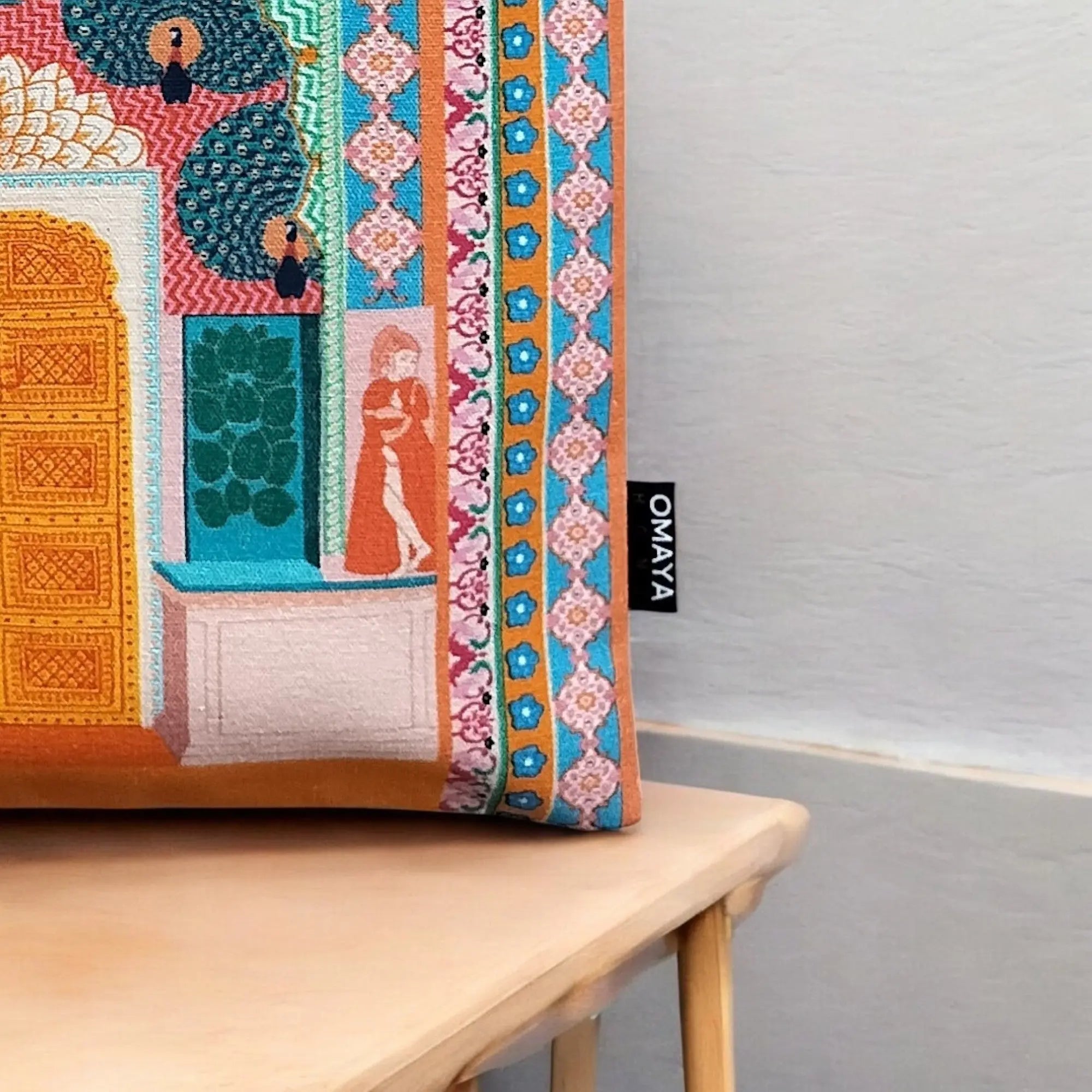 House of Omaya printed The Peacock Gate Cotton Canvas Tote Bag (Size 34x36 Cms.) House of Omaya