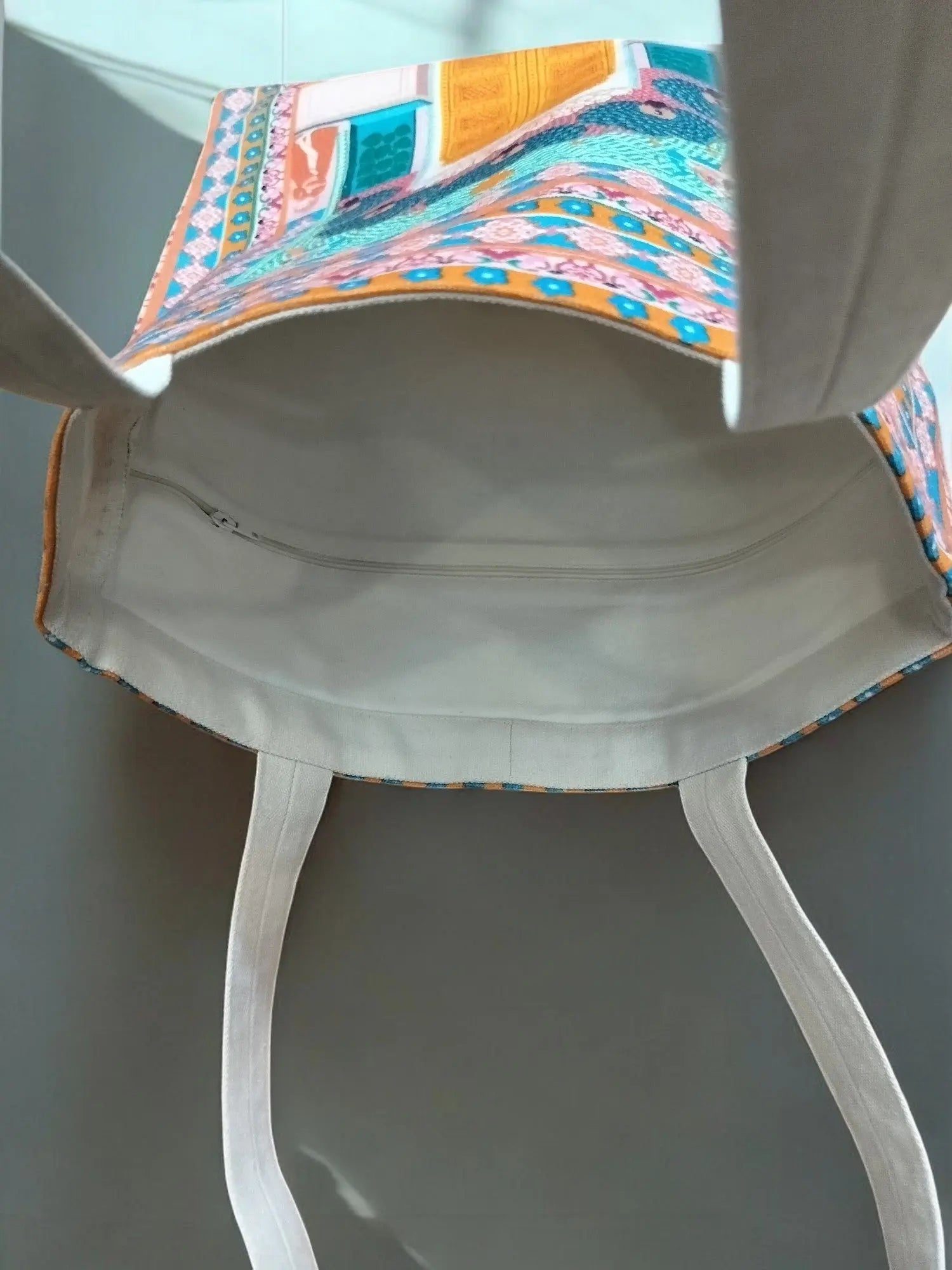 House of Omaya printed The Peacock Gate Cotton Canvas Tote Bag (Size 34x36 Cms.) House of Omaya