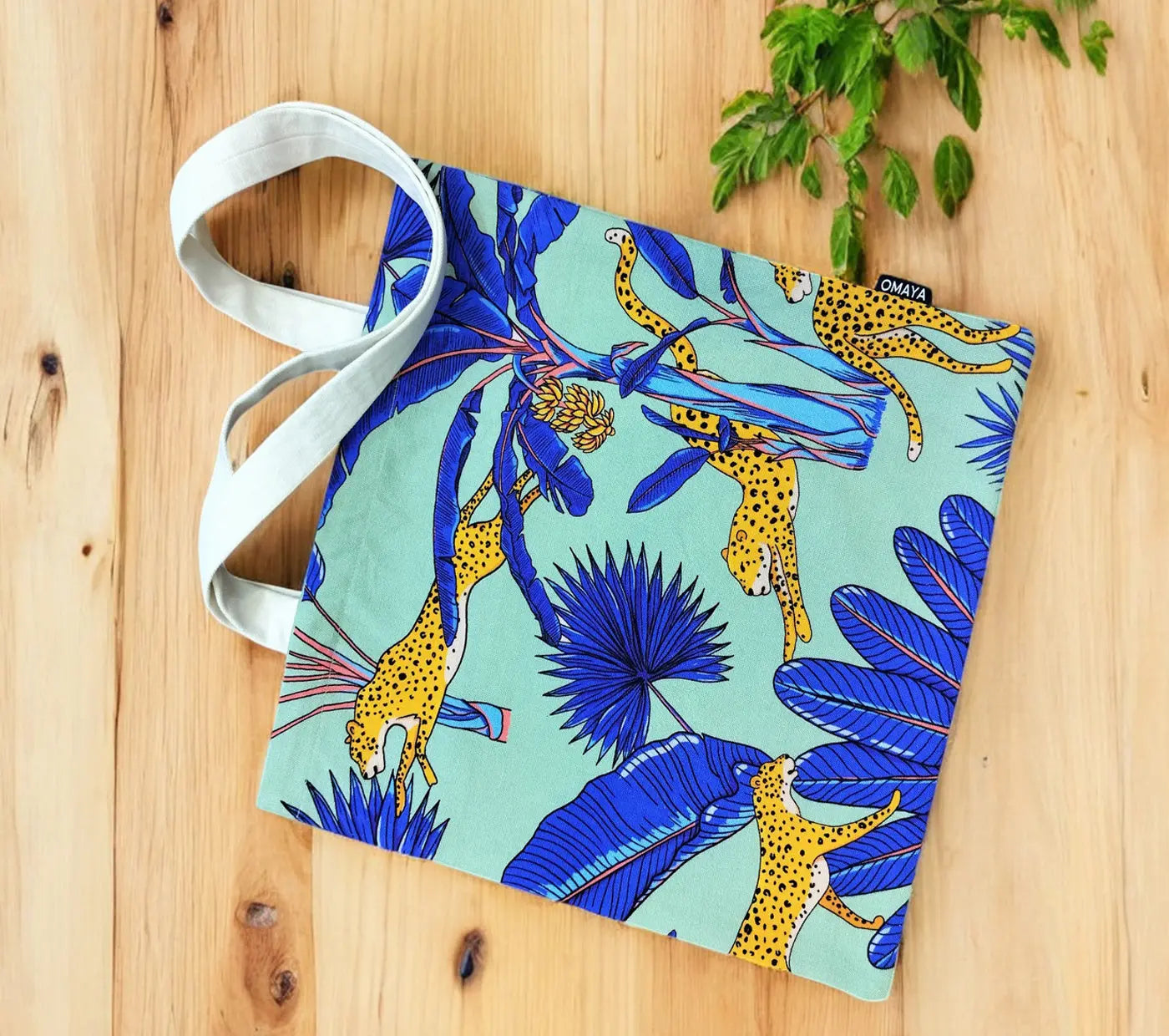 House of Omaya "Tropical Cheetah Printed Canvas Tote Bag (Size 34x36 Cms.) canvas tote bag,designer tote bag Product vendor