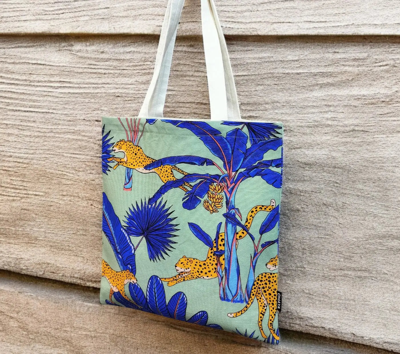 House of Omaya "Tropical Cheetah Printed Canvas Tote Bag (Size 34x36 Cms.) canvas tote bag,designer tote bag Product vendor