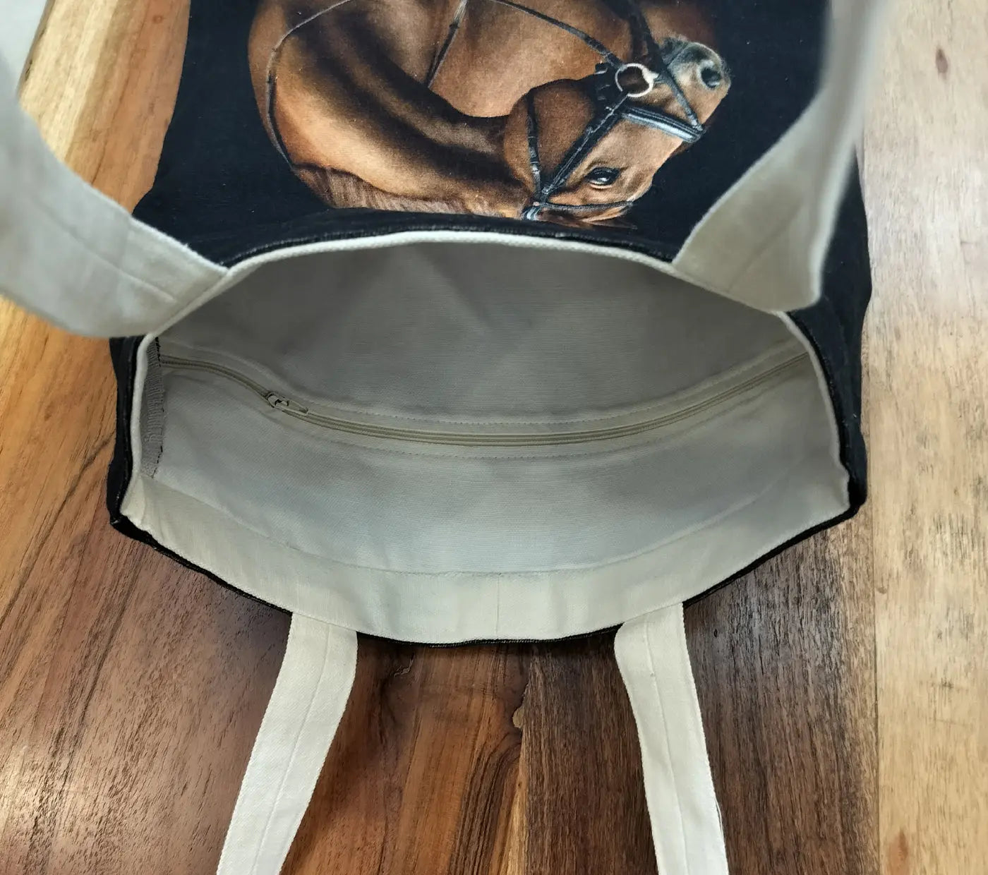 house of Omaya Horse Print Cotton Canvas Tote Bag 34×36 Cms House of Omaya