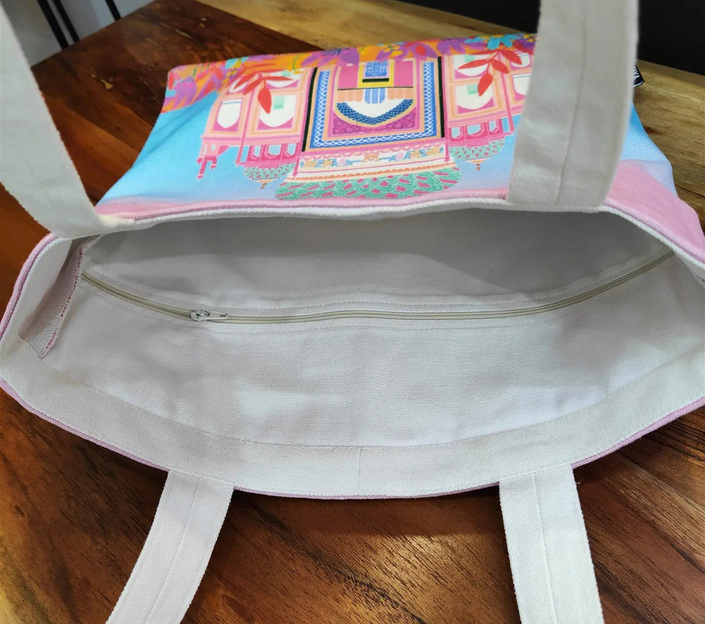 House of Omaya Printed Tajmahal Cotton Canvas Tote Bag 34×36 Cms House of Omaya