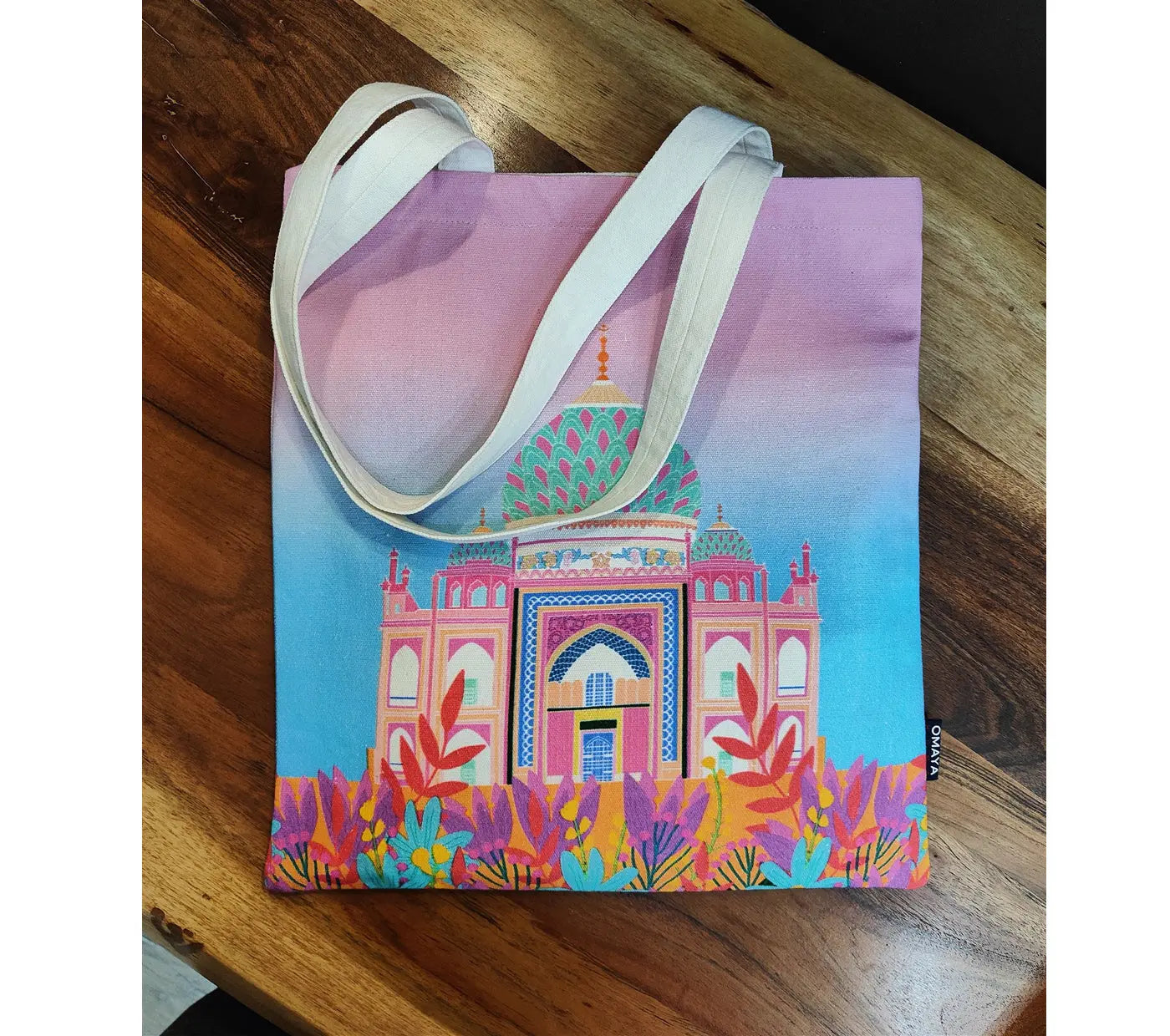 House of Omaya Printed Tajmahal Cotton Canvas Tote Bag 34×36 Cms House of Omaya