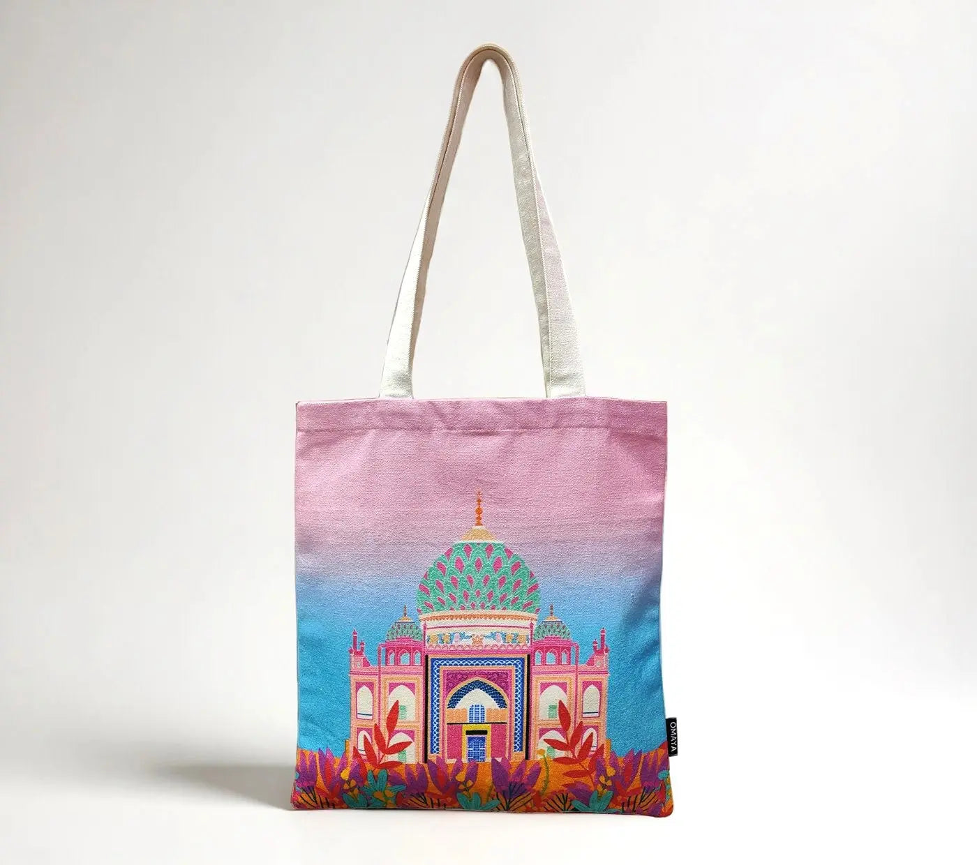 House of Omaya Printed Tajmahal Cotton Canvas Tote Bag 34×36 Cms House of Omaya