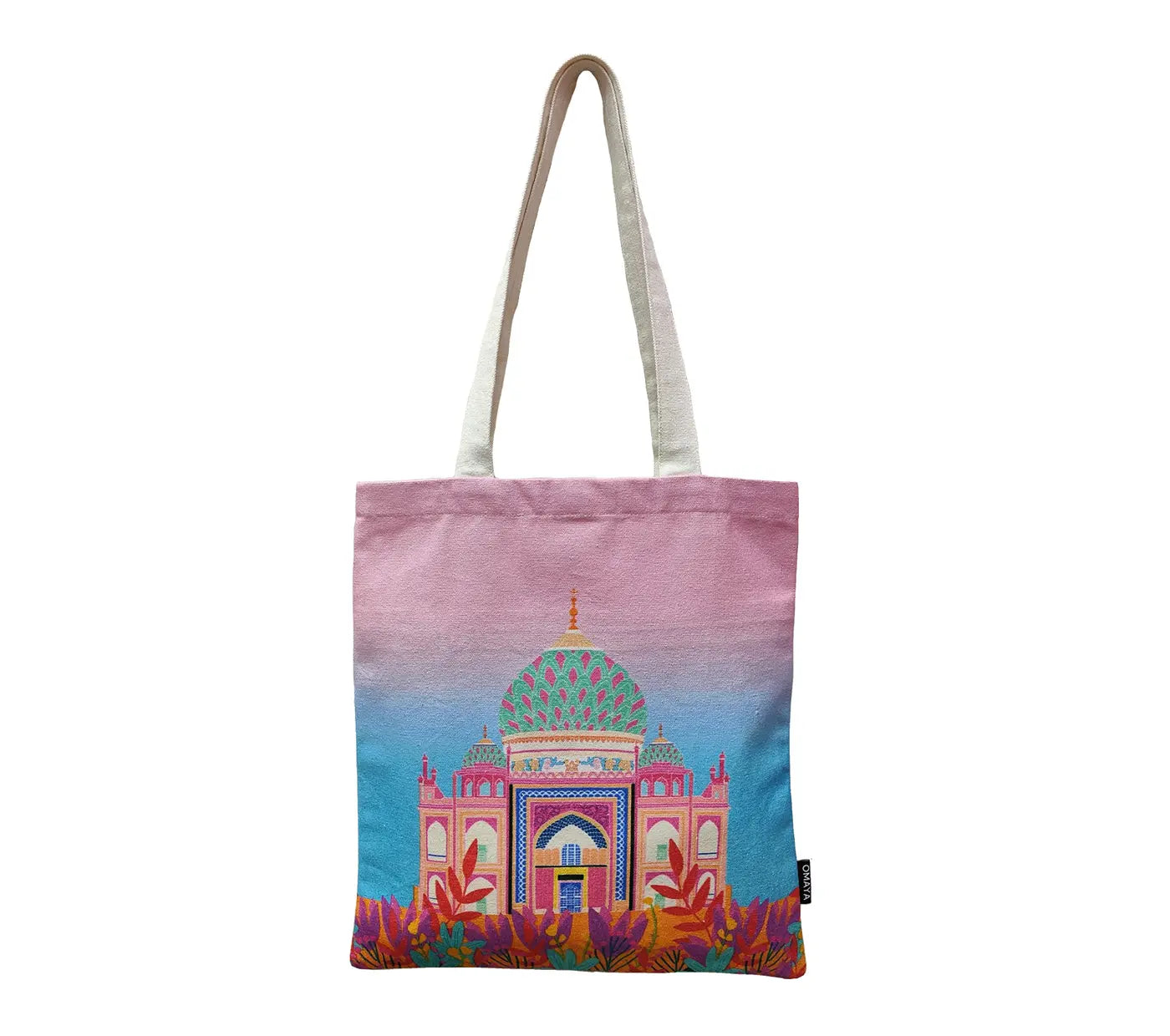 House of Omaya Printed Tajmahal Cotton Canvas Tote Bag 34×36 Cms House of Omaya