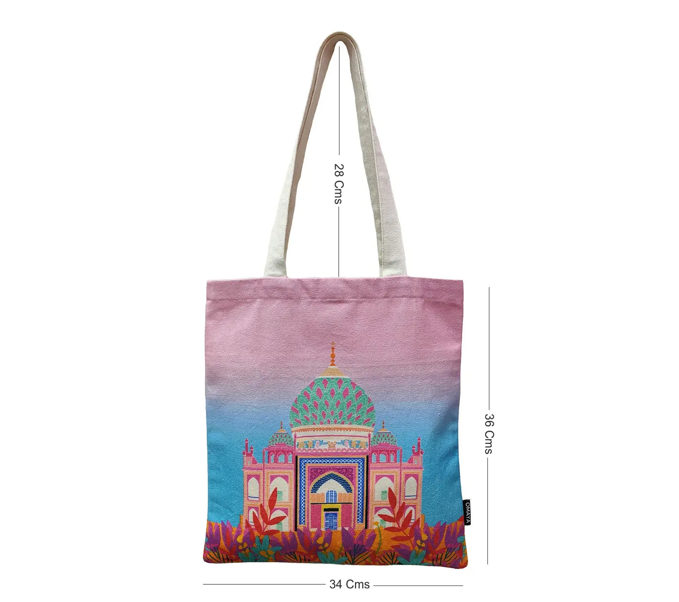 House of Omaya Printed Tajmahal Cotton Canvas Tote Bag 34×36 Cms House of Omaya