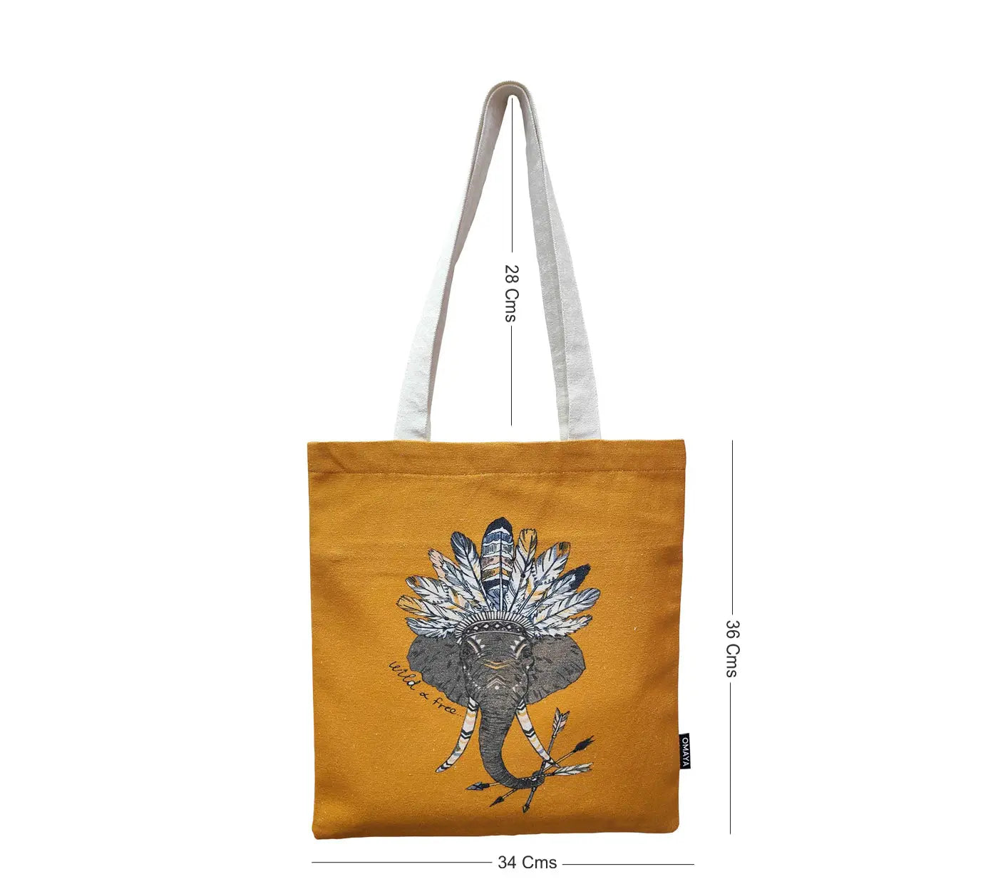 House of Omaya Tribal Elephant print Cotton Canvas Tote Bag 34×36 Cms House of Omaya