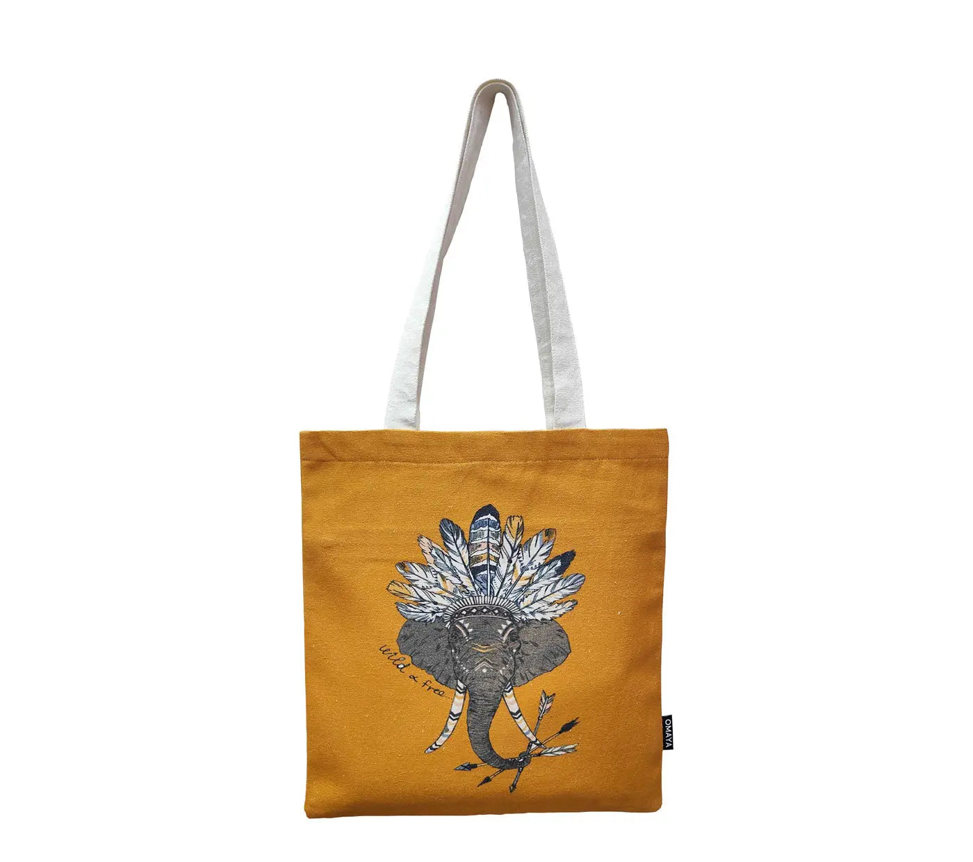 House of Omaya Tribal Elephant print Cotton Canvas Tote Bag 34×36 Cms House of Omaya