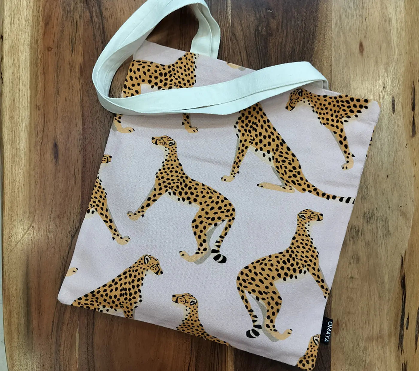 House of Omaya Leopard Print Canvas Tote Bag 34x36 cm. House of Omaya