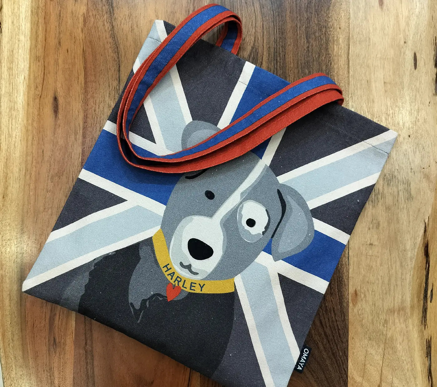 house of Omaya Printed Harley The Pet Blue Tote Bag 34x36 cm. House of Omaya