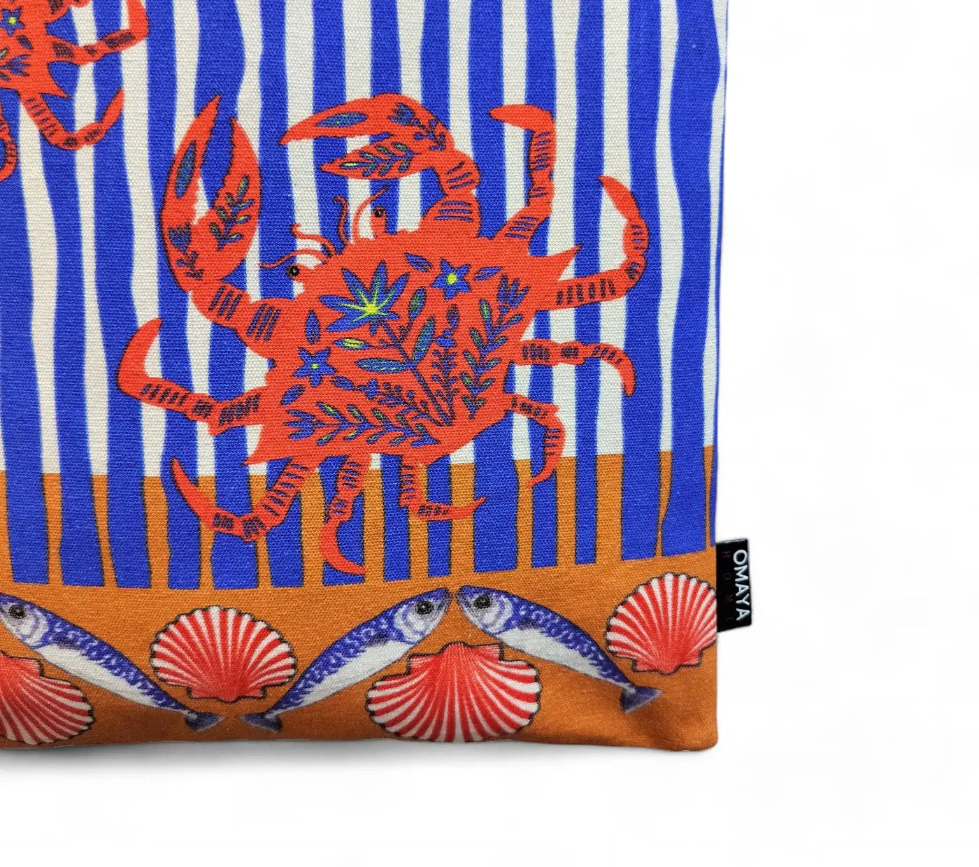 House of Omaya Printed Red Crab Print Cotton Canvas Tote Bag 34×36 Cms House of Omaya