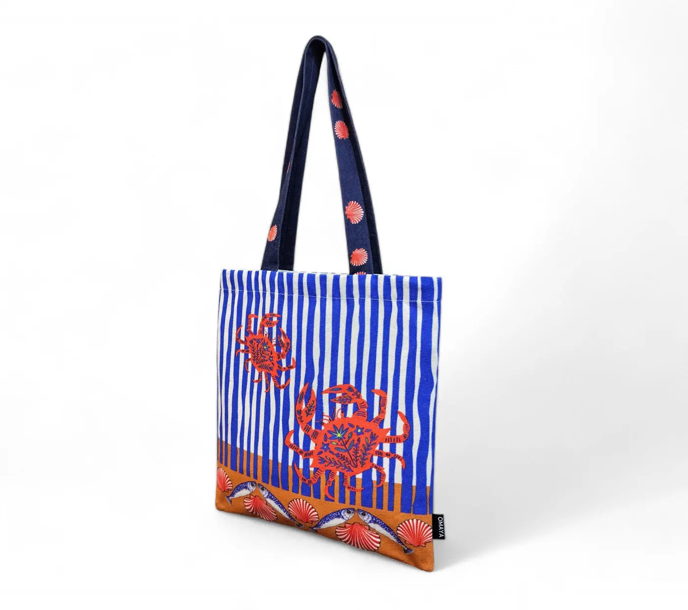 House of Omaya Printed Red Crab Print Cotton Canvas Tote Bag 34×36 Cms House of Omaya