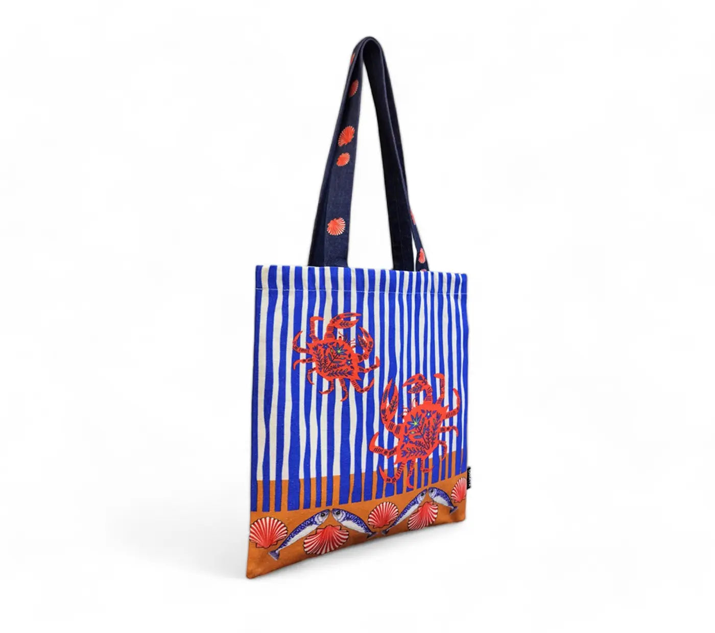 House of Omaya Printed Red Crab Print Cotton Canvas Tote Bag 34×36 Cms House of Omaya