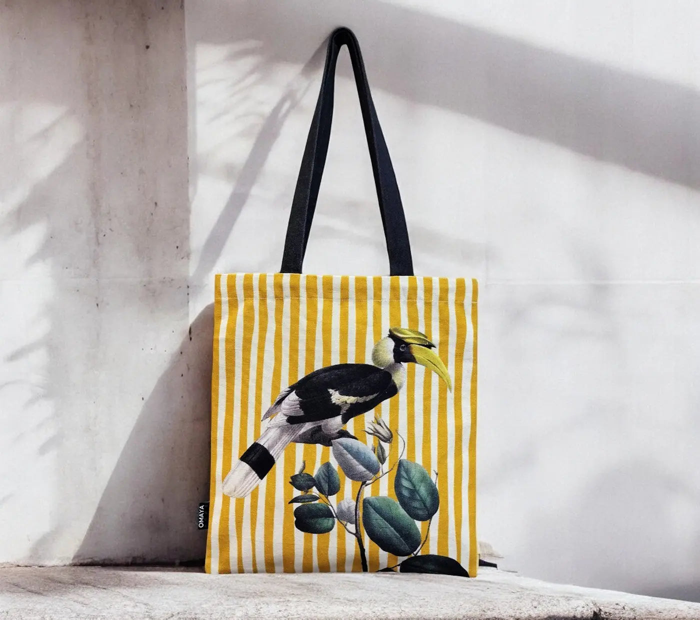 House of Omaya Printed Hornbill bird Canvas design Tote Bag 34X36 cm. House of Omaya