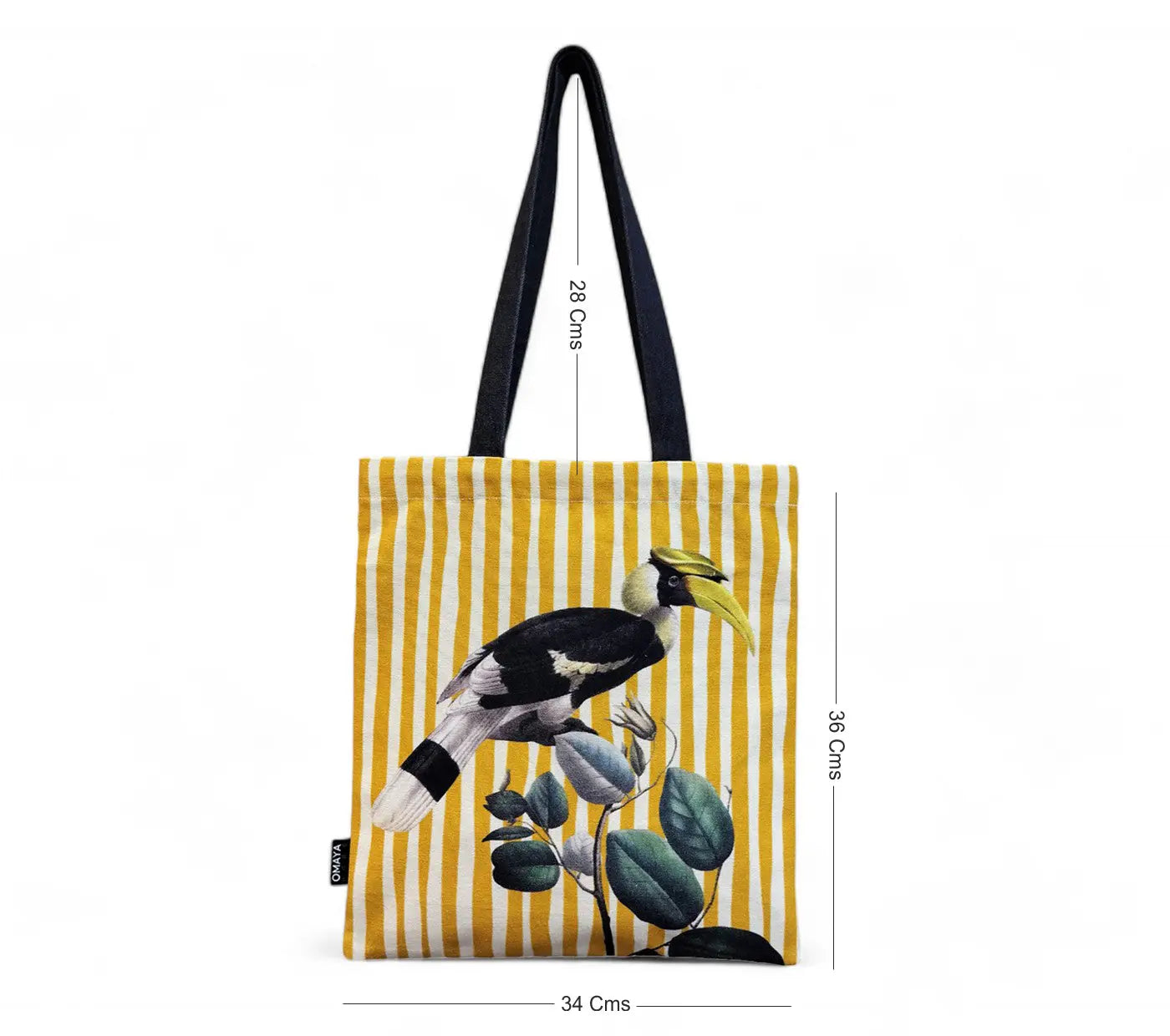 House of Omaya Printed Hornbill bird Canvas design Tote Bag 34X36 cm. House of Omaya