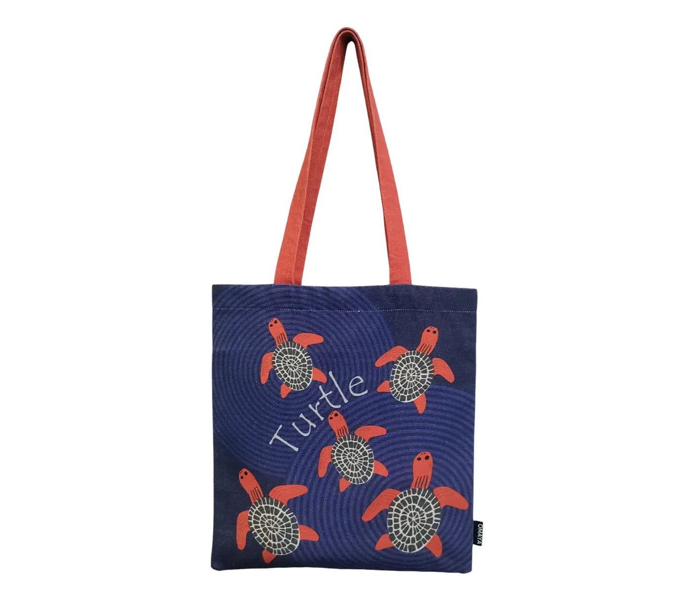 House of Omaya Printed Baby Red Turtle Cotton Canvas Tote Bag (Size 34x36 Cms.) House of Omaya