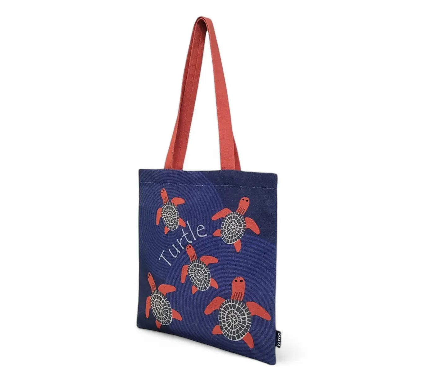 House of Omaya Printed Baby Red Turtle Cotton Canvas Tote Bag (Size 34x36 Cms.) House of Omaya