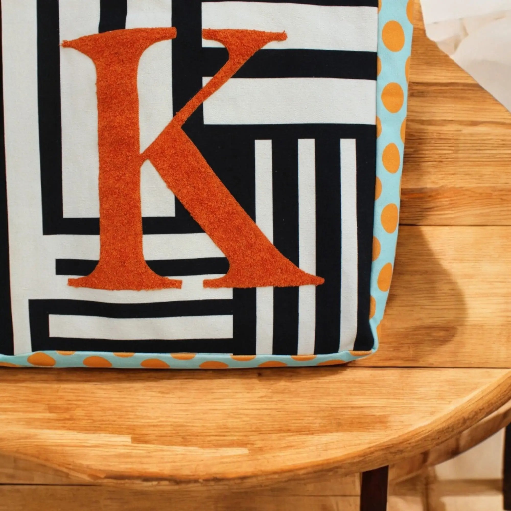 House of Omaya ( K )Alphabet Printed Customizable Embroidery Name Initial Canvas Tote bag 34x36 cm. Personalized tote bag Name Initial tote bag Product vendor