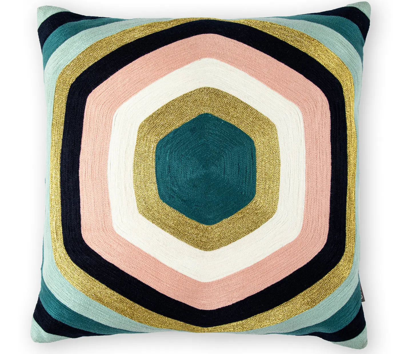 Curved Hexagon Embroidered Cushion Cover Size 50X50Cms House of Omaya