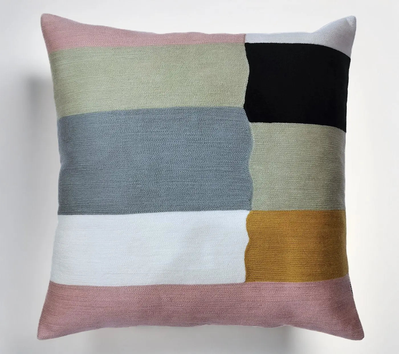 Geometrical Blocks  Embroidered Cushion Cover Size 50X50Cms House of Omaya