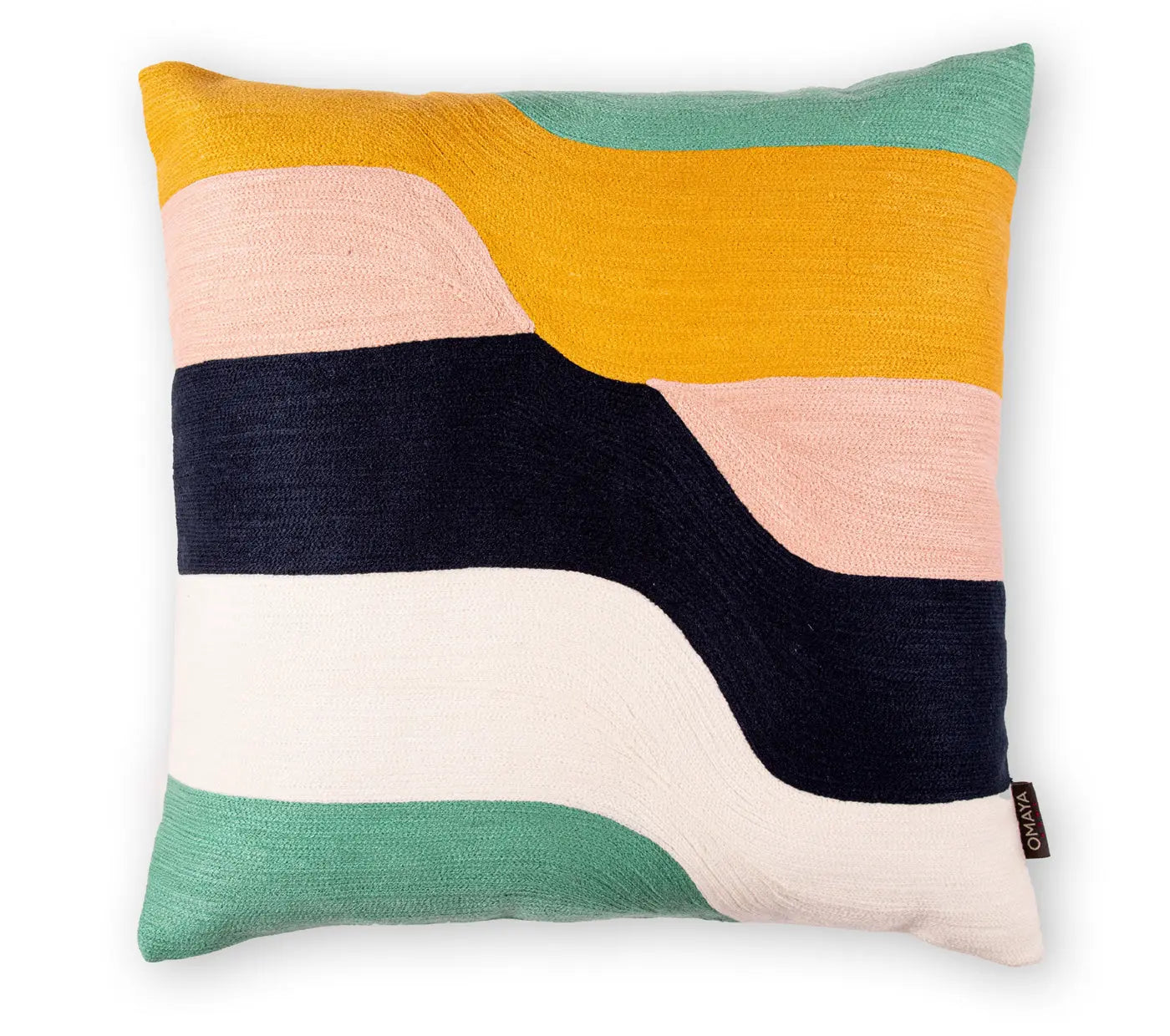 Multicolour waves Embroidered Cushion Cover Size 50X50Cms House of Omaya