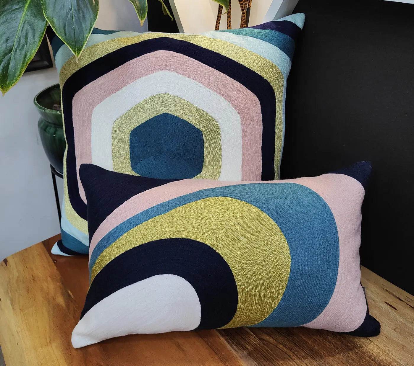 Elliptical Patteren Embroidered Cushion Cover  Size 50X50CMS House of Omaya