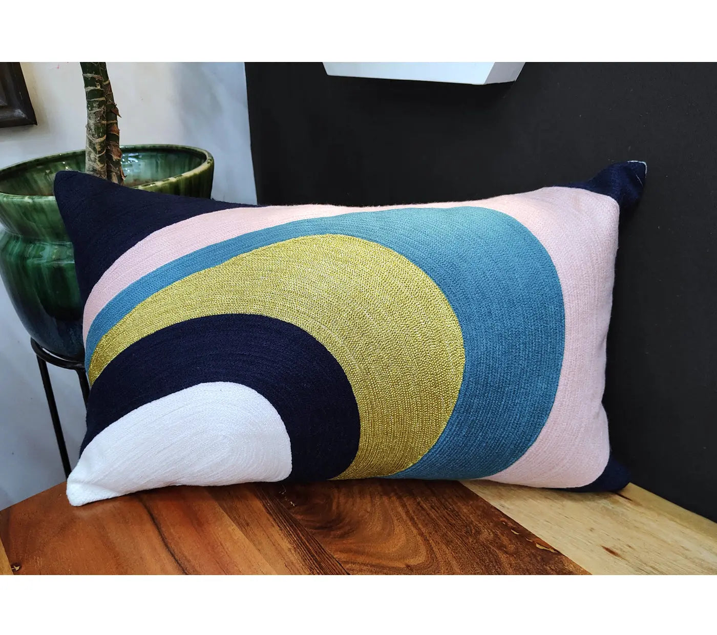 Elliptical Patteren Embroidered Cushion Cover  Size 50X50CMS House of Omaya