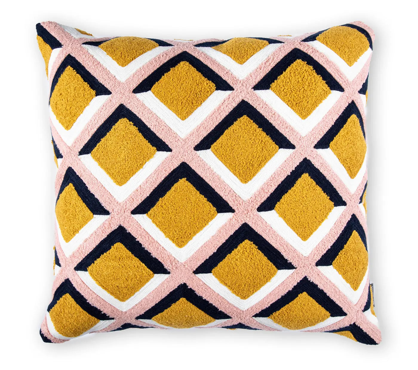 Diagonal Squares Embroidered Cushion Cover Size 50X50Cms House of Omaya