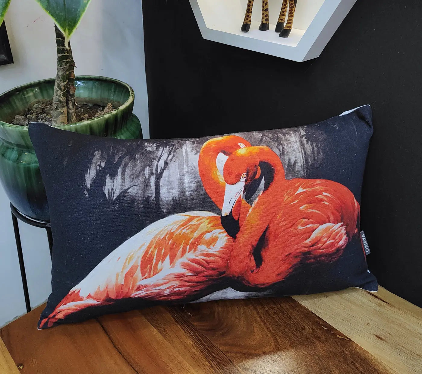 2 Swans Printed Cushion Cover Size 30X50Cms House of Omaya