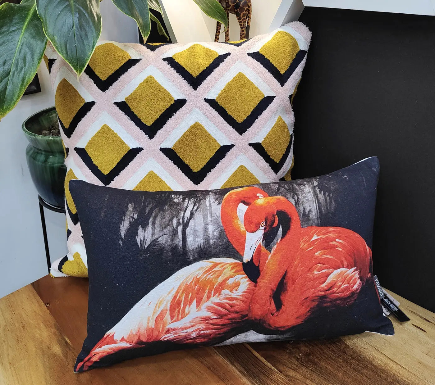 2 Swans Printed Cushion Cover Size 30X50Cms House of Omaya