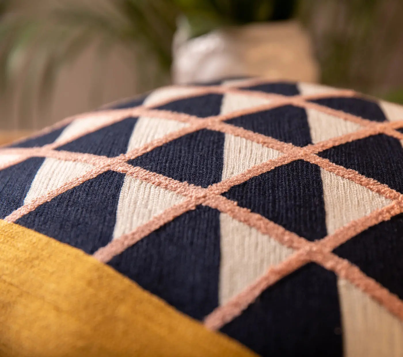 Geo Triangles Embroidered Cushion Cover Size 50X50Cms House of Omaya