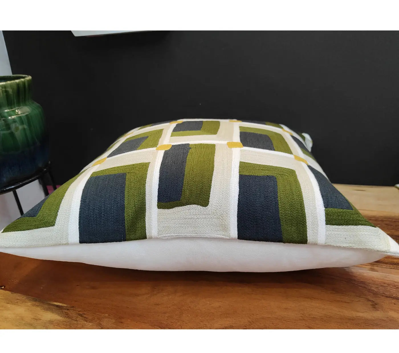 Overlapped Rectangles Embroidered Cushion Size 50X50Cms House of Omaya