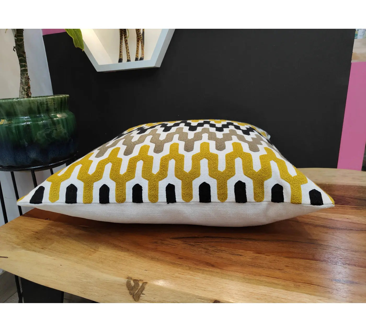 Chevron pattern Embroidered Cushion Cover Size 50X50Cms House of Omaya