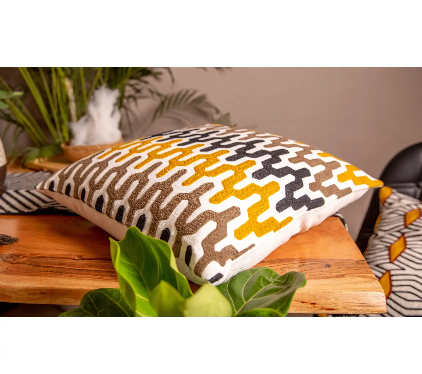 Chevron pattern Embroidered Cushion Cover Size 50X50Cms House of Omaya