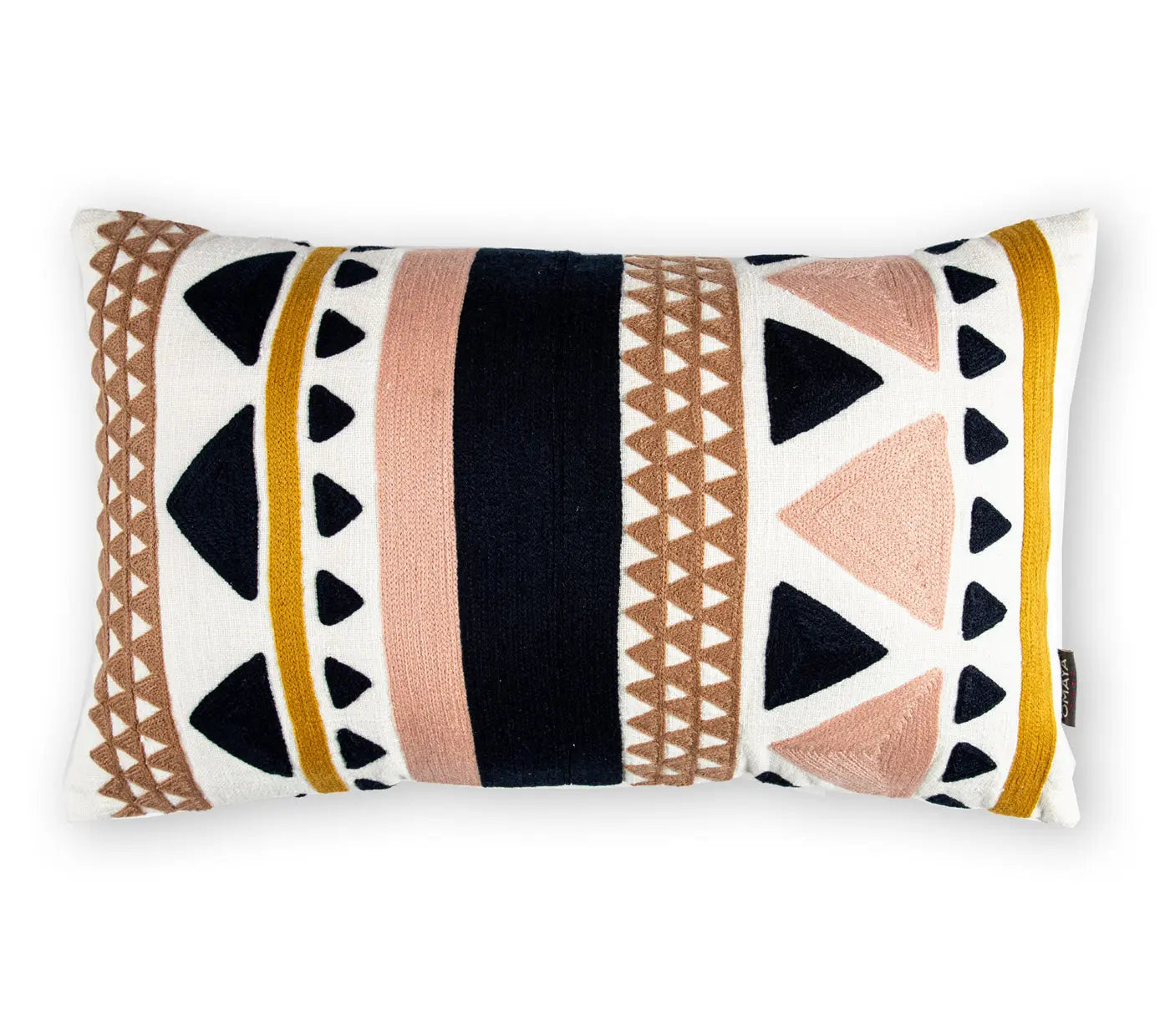 Beautiful Chainstitch embroidery in Modern Geo Floral Pattern Cushion Cover Size 30X50 House of Omaya