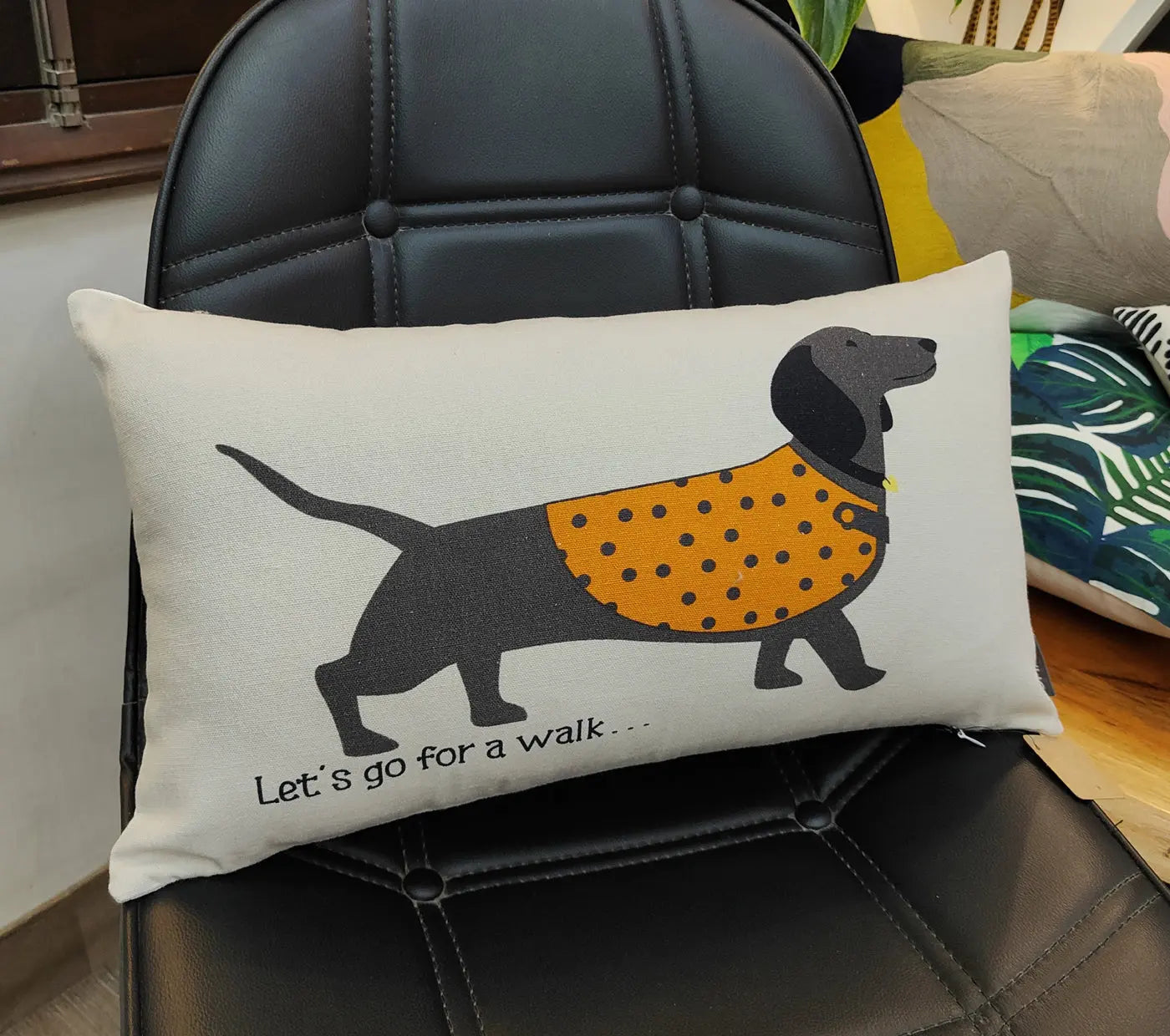 Walking Dog Printed Cushion Cover Size 30X50Cms House of Omaya