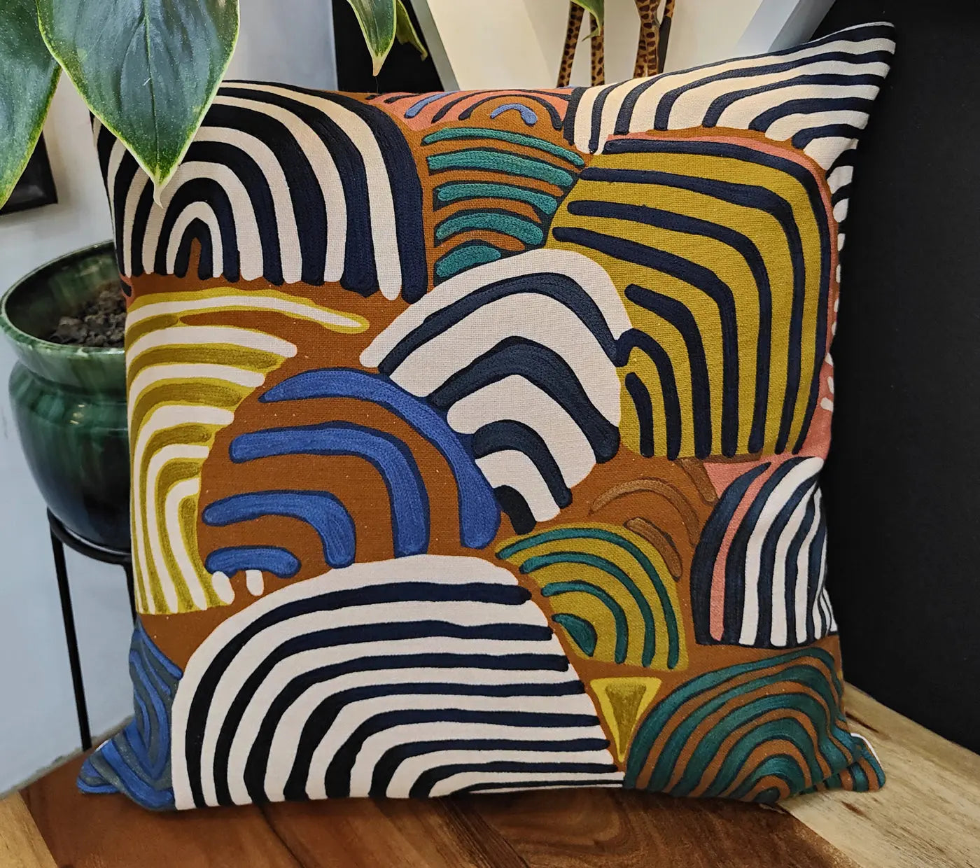 Artistic Printed Embroidered Cushion Cover Size 50X50Cms House of Omaya