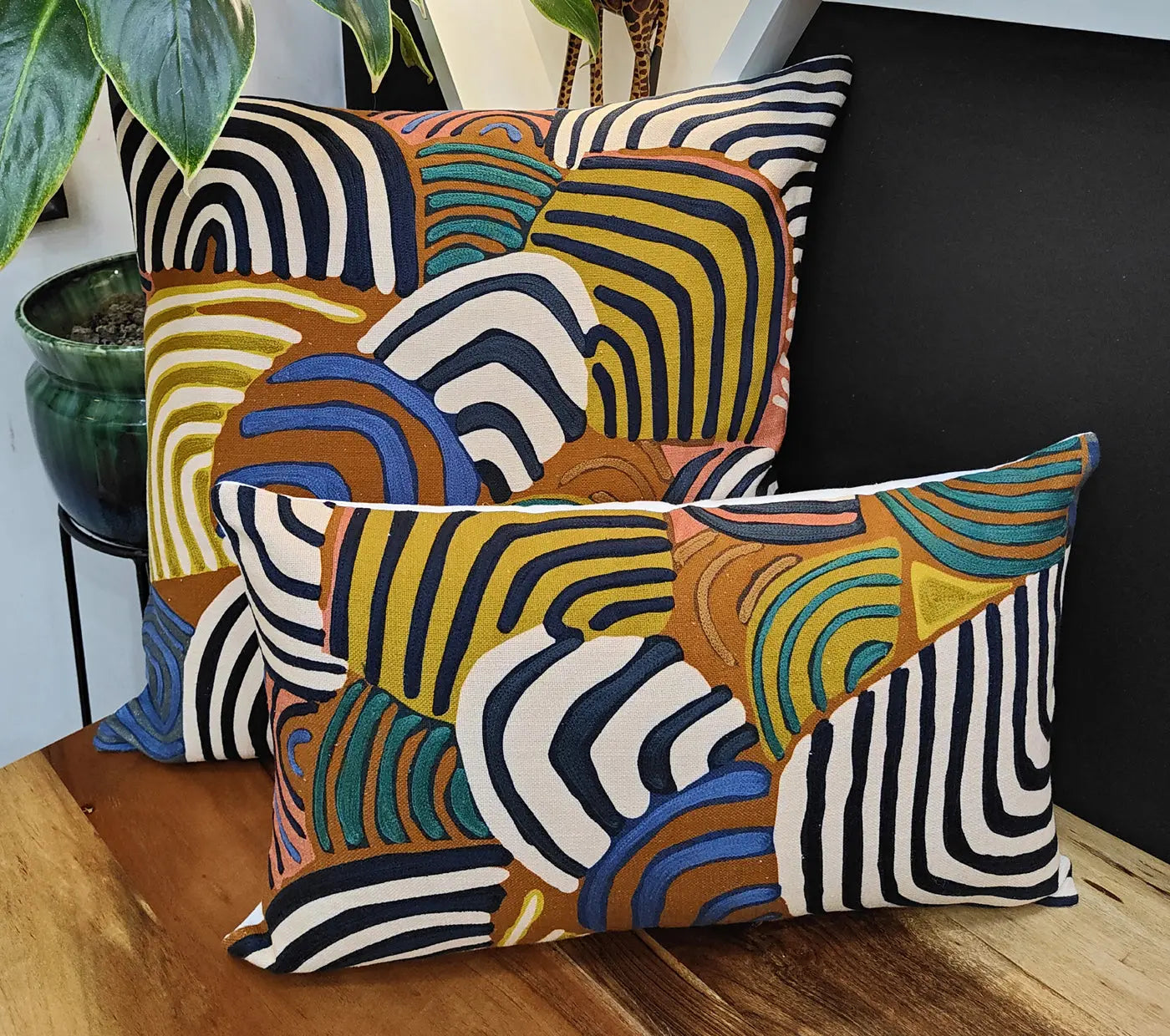 Artistic Printed Embroidered Cushion Cover Size 50X50Cms House of Omaya