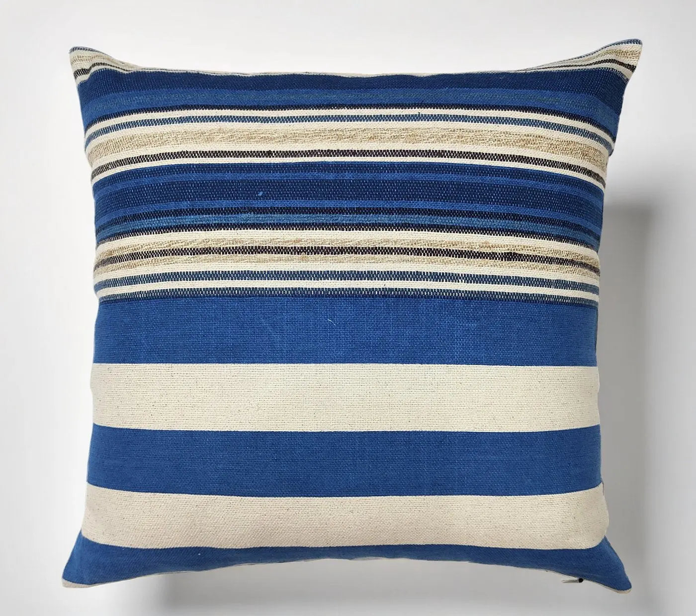 Handloom Woven Blue Striped Cushion Cover Size 45X45Cms House of Omaya