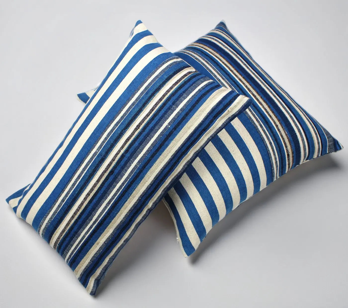 Handloom Woven Blue Striped Cushion Cover Size 45X45Cms House of Omaya