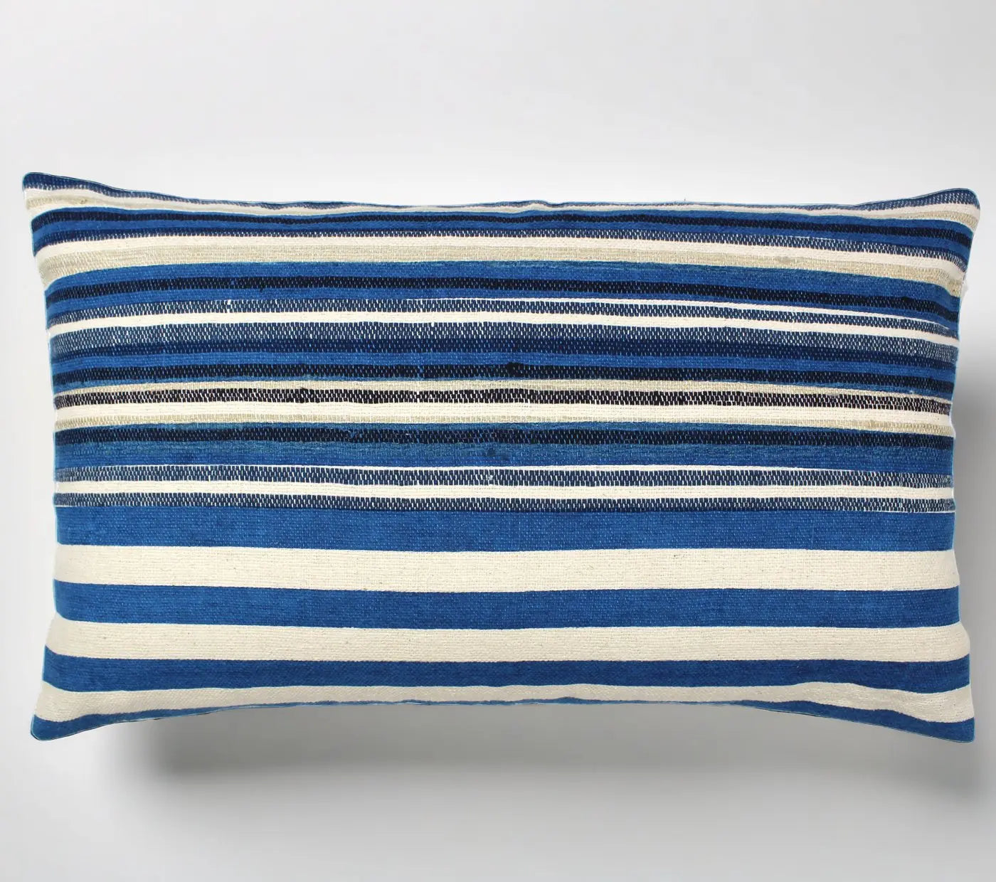 Handloom Woven Blue Striped Cushion Cover Size 30X50Cms House of Omaya