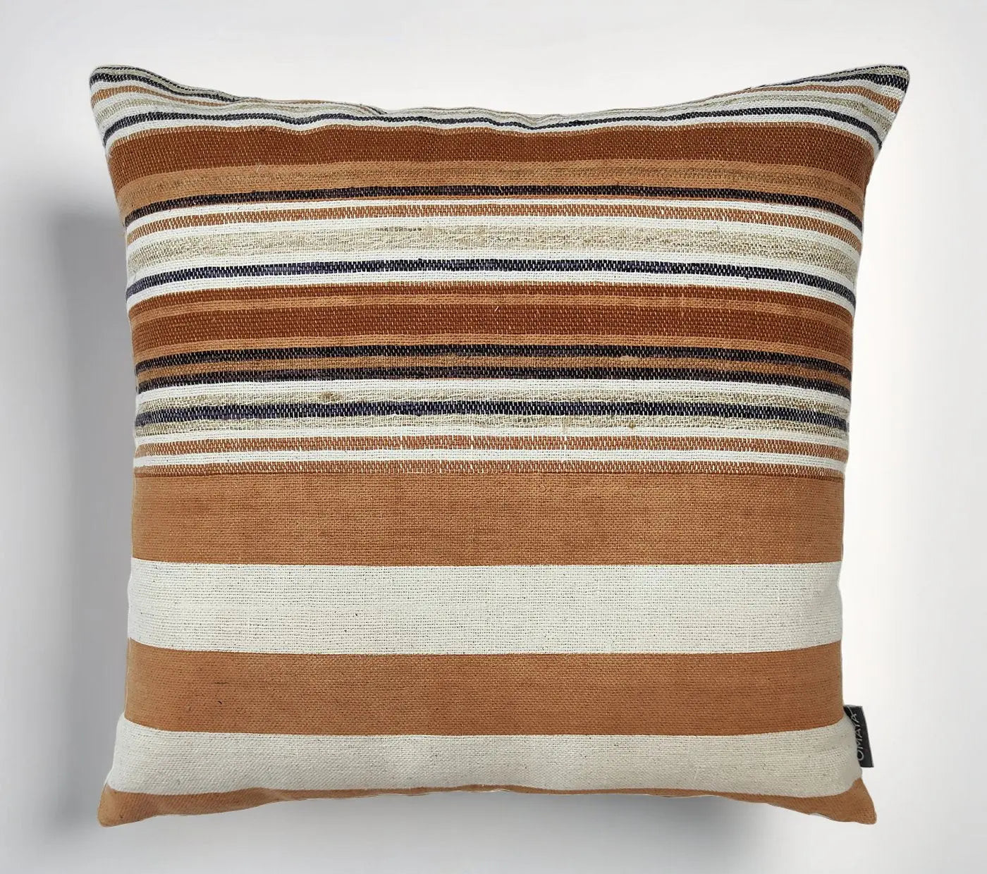 Handloom Woven Rust Striped Cushion Cover Size 45X45Cms House of Omaya