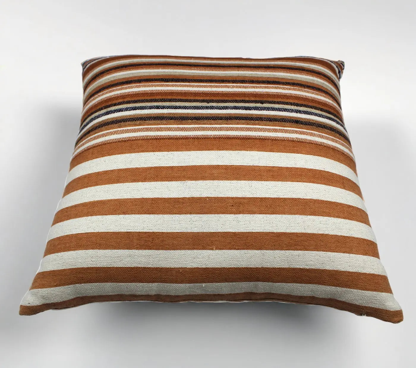 Handloom Woven Rust Striped Cushion Cover Size 45X45Cms House of Omaya