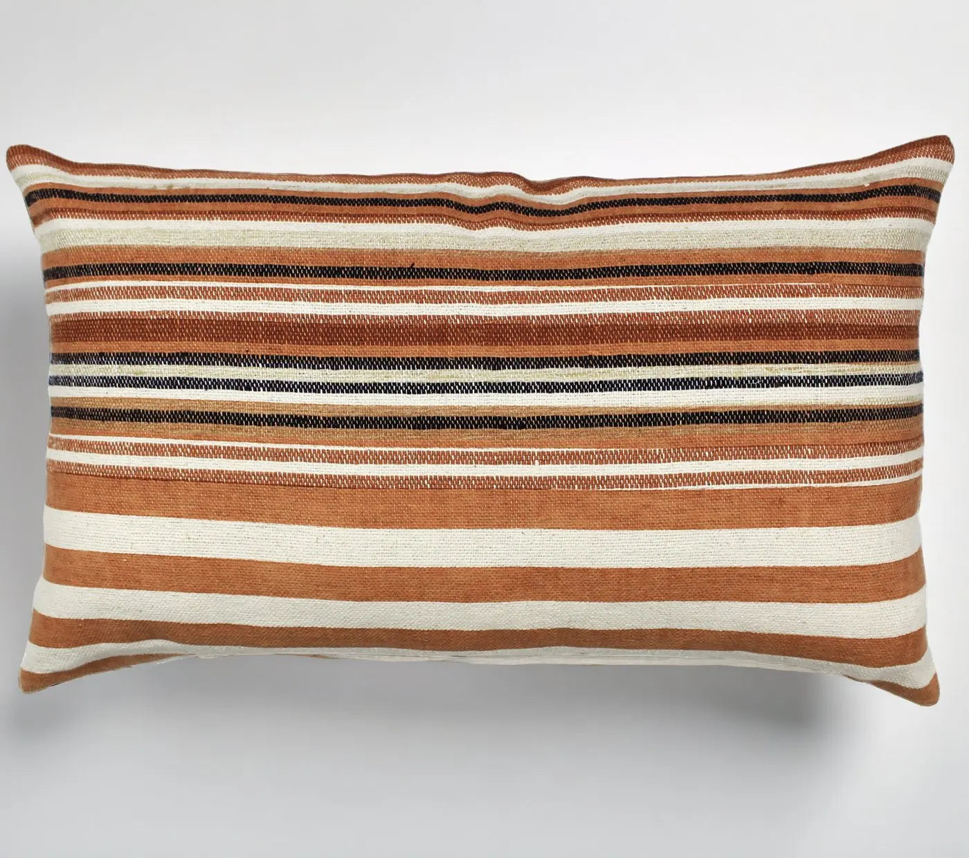 Handloom Woven Rust Striped Cushion Cover Size 30X50Cms House of Omaya
