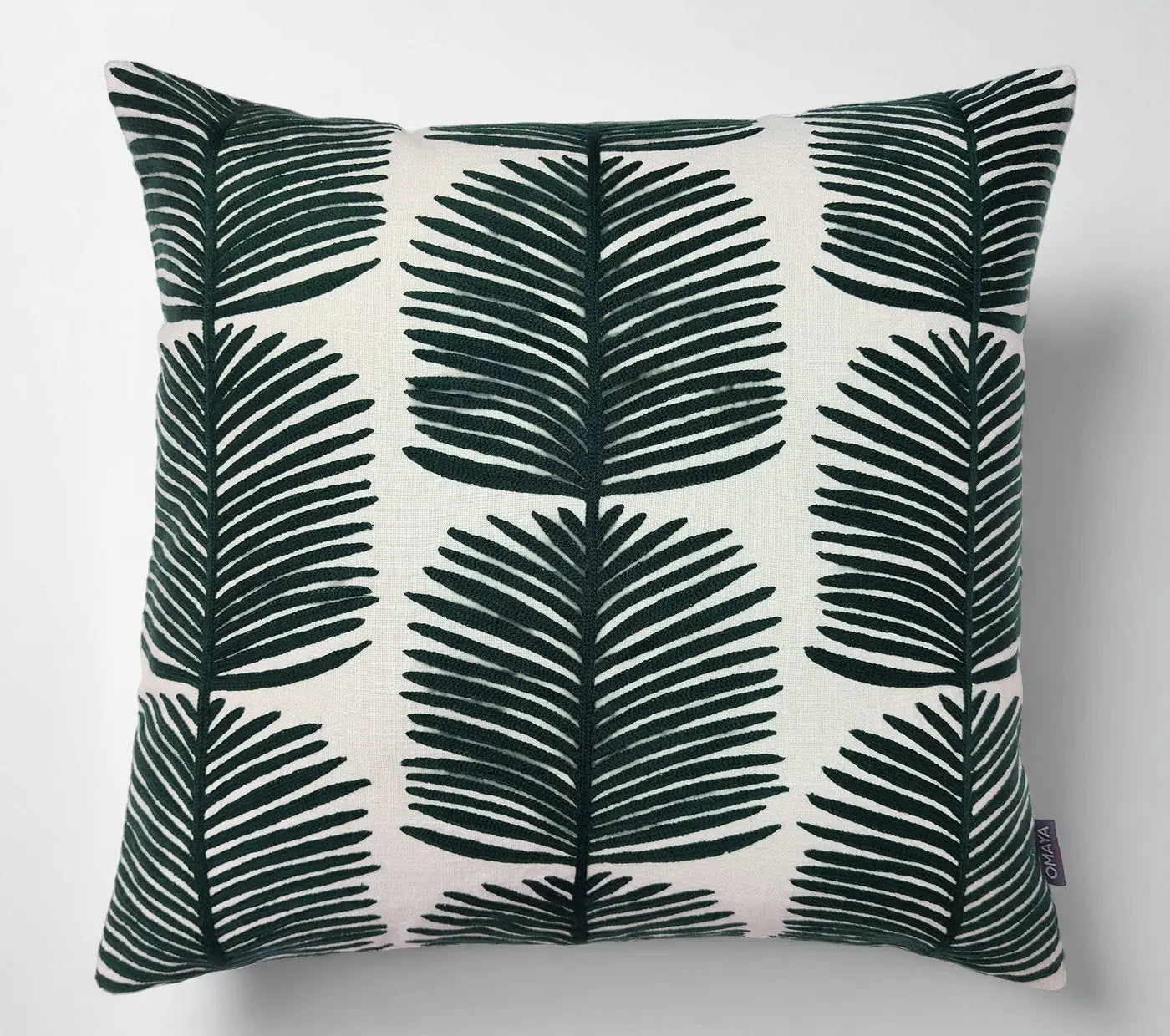 Embroidered Leaves Cotton Cushion Cover Size 50X50Cms House of Omaya