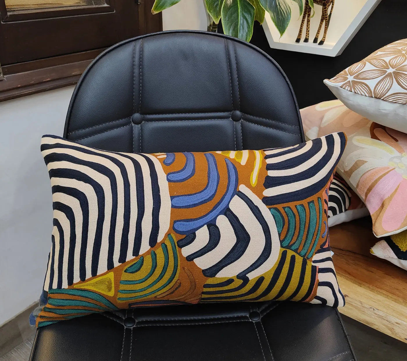 Artistic Printed  Embroidered Cushion Cover Size 30X50Cms House of Omaya