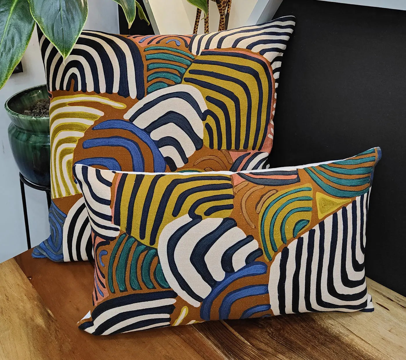 Artistic Printed  Embroidered Cushion Cover Size 30X50Cms House of Omaya