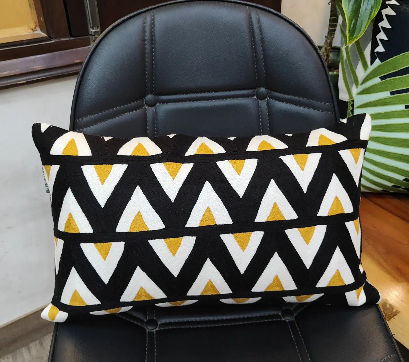 Embroidered Chevron Cushion Cover Size 30X50Cms House of Omaya