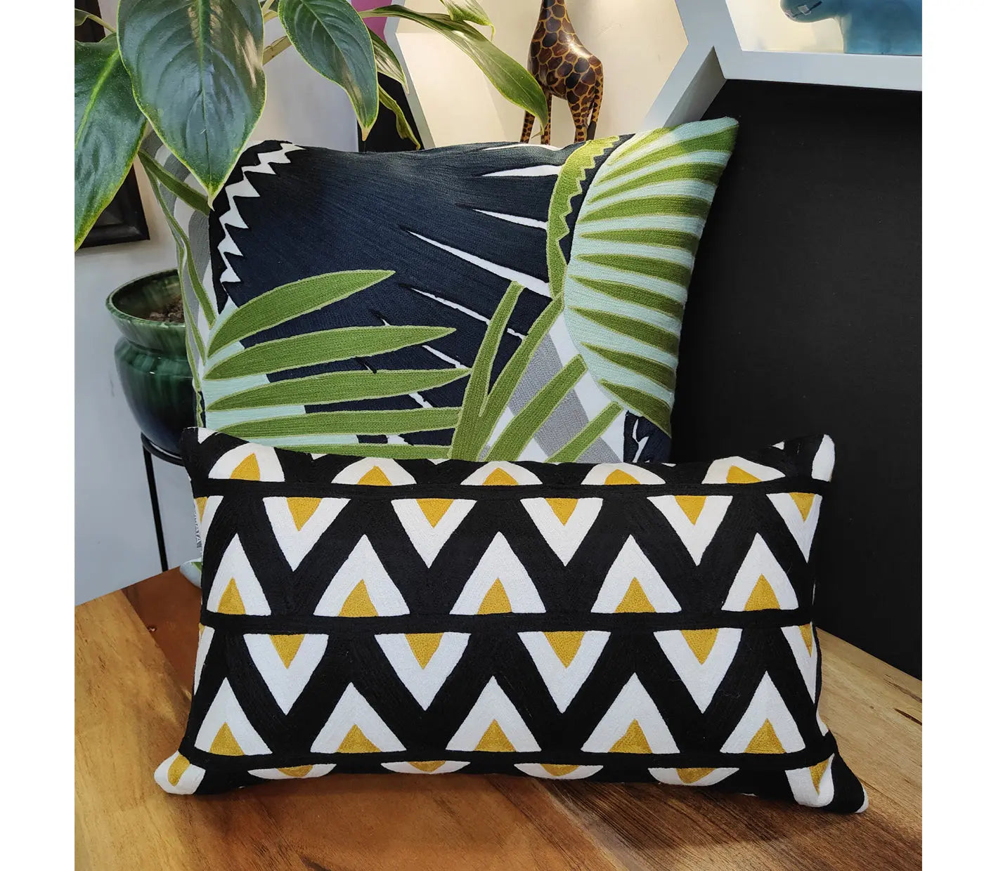 Embroidered Chevron Cushion Cover Size 30X50Cms House of Omaya