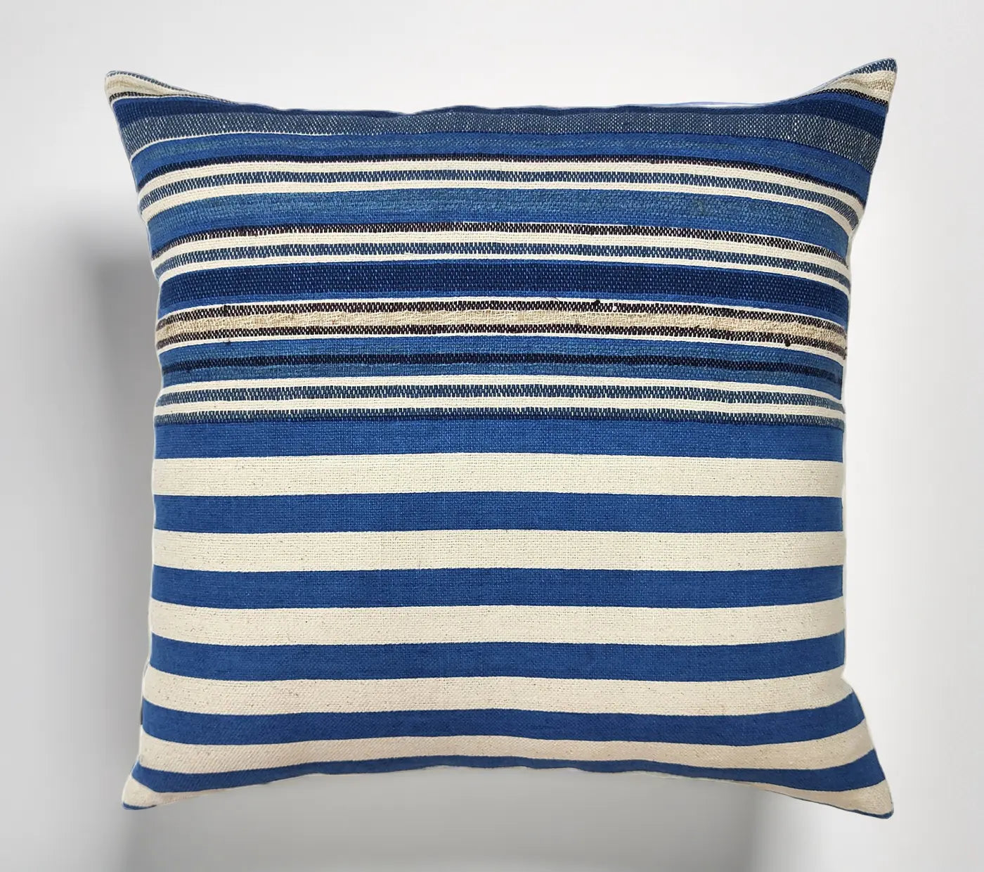 Handloom Woven Blue Striped Cushion Cover Size 45X45Cms House of Omaya